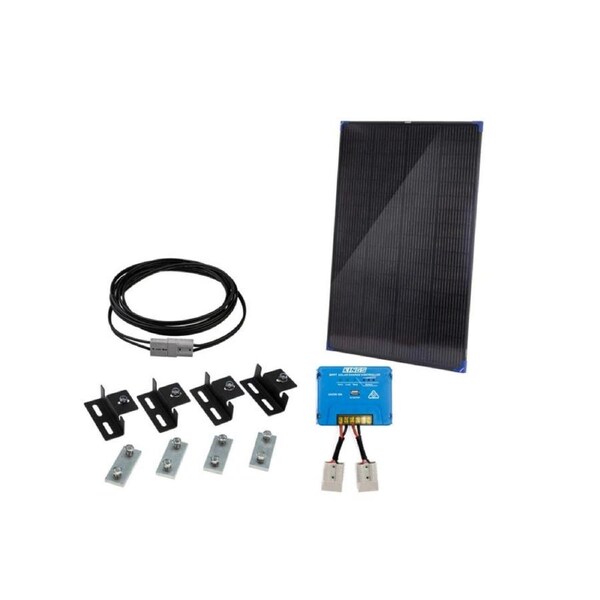 Kings 200W Fixed Glass Solar Panel + 6m Lead +Black Brackets +20A MPPT Regulator