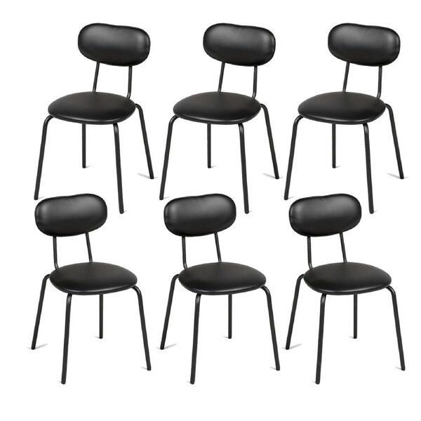 Advwin Dining Chairs Set of 6 PU Leather Accent Lounge Chair Black