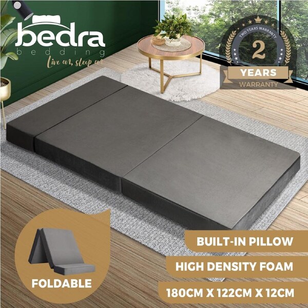 Bedra Folding Foam Mattress Sofa Bed Trifold Camping Sleeping Cushion Mat Double