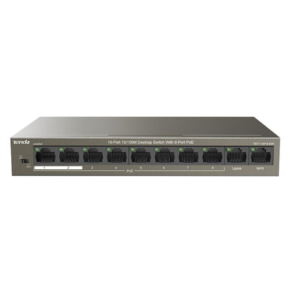 Tenda 10-Port 10/100M Desktop Switch with 8-Port PoE (TEF1110P-8-63W)