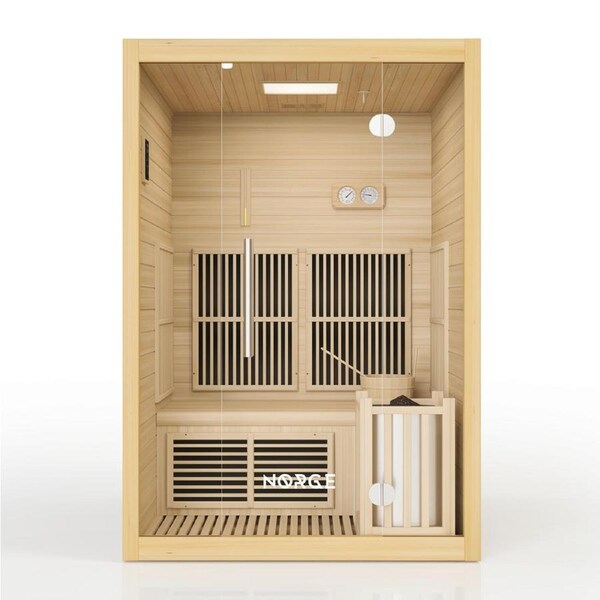 The Norge Two Person Infrared Stillhet Hybrid Sauna Canadian Hemlock 1.3x1.2x2m
