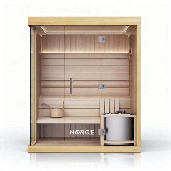 The Norge Glød Traditional Four Person Sauna Red Cedar Wood 1.8x1.5x2.2m