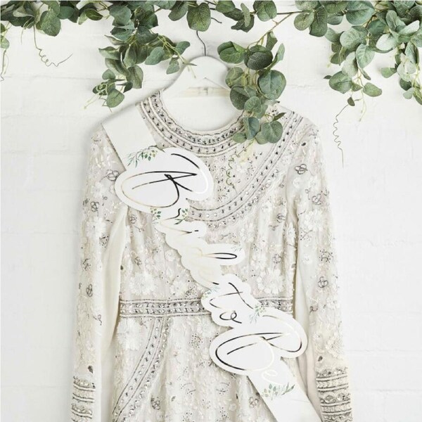 Geometric Greenery 'Bride To Be' Paper Sash