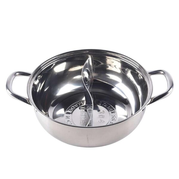 Kylin 304 Stainless Steels American Style Double Divided Hot Pot 28cm