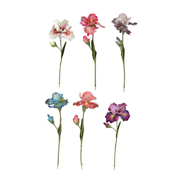 6PCS Artificial Iris Flowers PU Material Durable for Home Wedding Party Decor