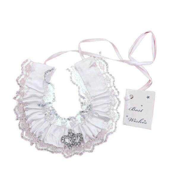 Wedding Bridal Good Luck Charm Horseshoe White Lace Satin Silver