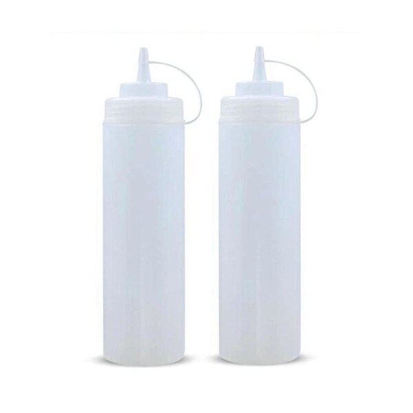 2x 700ML Sauce Bottles Squeeze Bottle Oil Plastic Condiment Dispenser Ketchup Oil