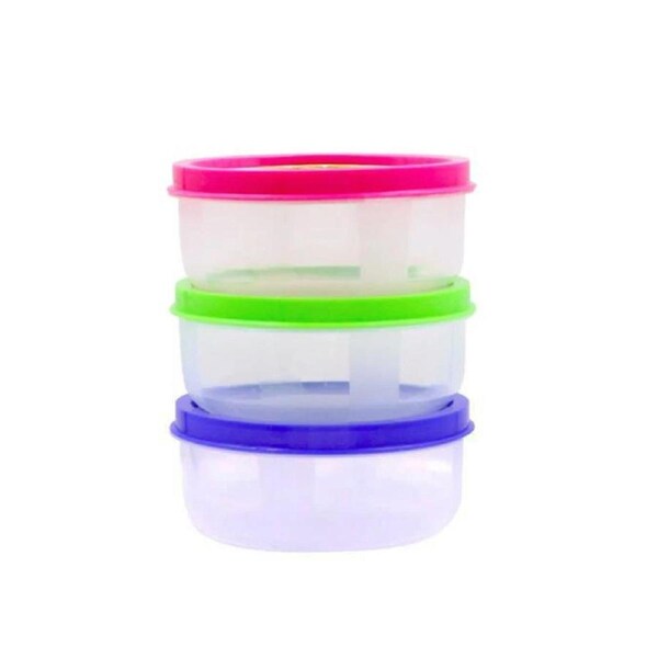 3pcs Food Nuts Snacks Storage Round Snap Lid Reusable Plastic Containers