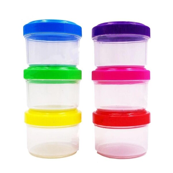 6pcs Mini Screw Top Storage Containers Lids Plastic Reusable Sauce Dressing Pot