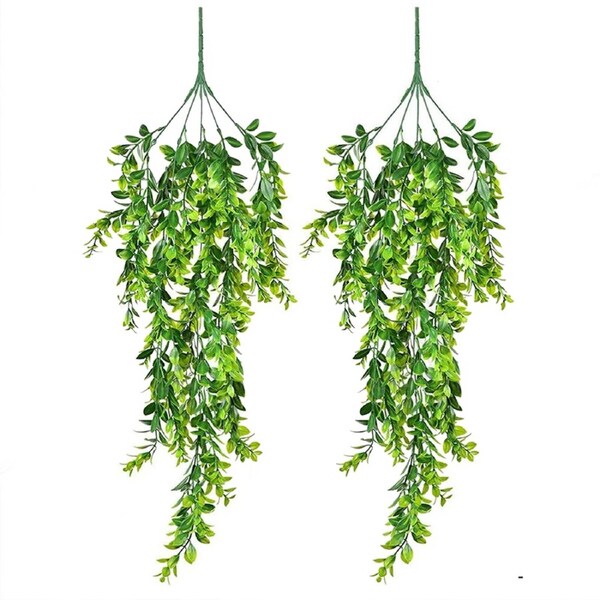 2x Artificial Plants Trailing Hanging Faux Foliages Greenery Fake Home Garden