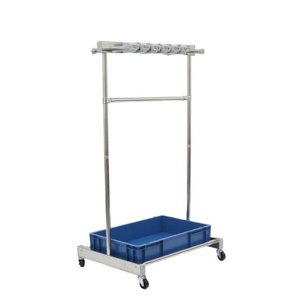 Broom and Mop Holder Movable Cleaning Tool Storage Cart With Water Tank