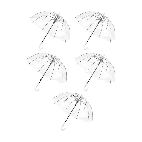5x Clear Dome Umbrella Wedding Rain Party Transparent Parasol Handle