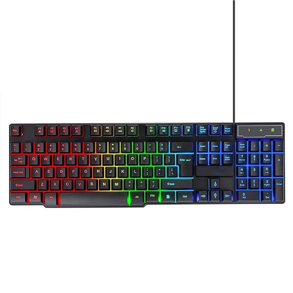 Wired USB Gaming 104 Keys Keyboard RGB LED Backlit Suspension Key For PC Laptop