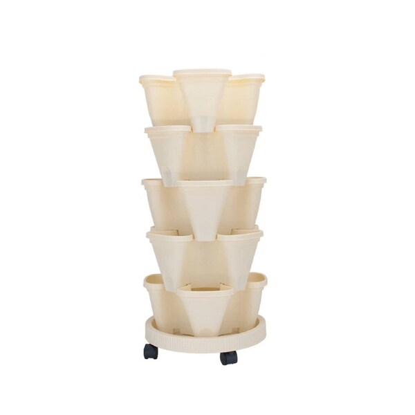 Stackable 5 Tier Stacking Planters with Tray Flow Grid System Vertical Garden