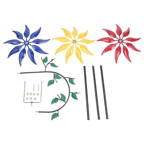 Outdoor Decoration 3 Colour Flower Spinning Windmill for Garden Yard Lawn Use
