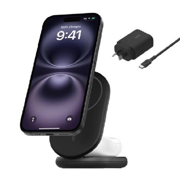 Belkin BoostCharge 2-in-1 Qi2 Wireless w/ 36W Wall Charger - Black