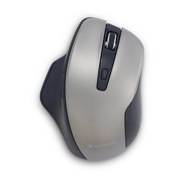 VERBATIM Silent Ergonomic Wireless Blue LED 2.4Ghz Mouse Adjustable DPI Graphite