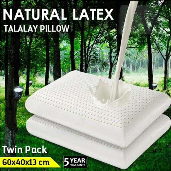 2x Luxury Latex Pillow - Low profile Firm Neck Body Support Side Sleeper - Hypoallergenic Antibacterial