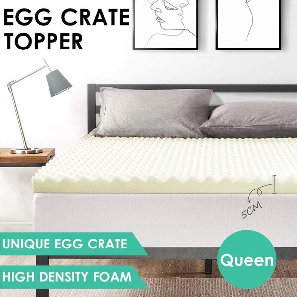 Queen Size Egg Crate Mattress Topper - 5cm Mattress Protector Underlay High Density Foam