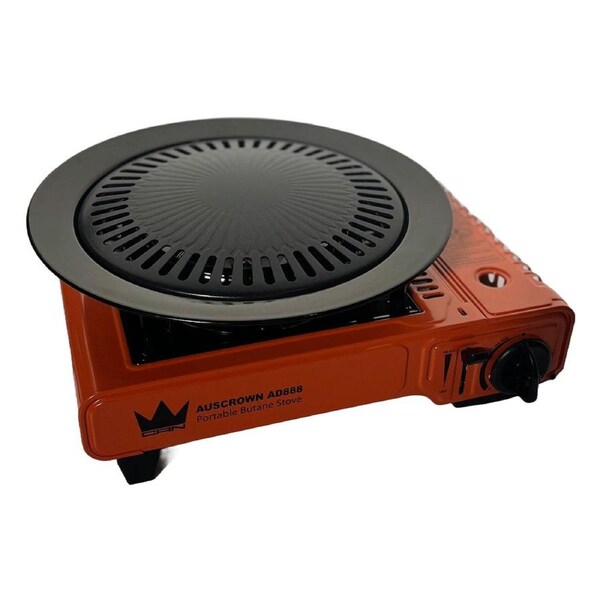 Auscrown Portable Gas Stove Butane Cooker + 33cm BBQ Plate