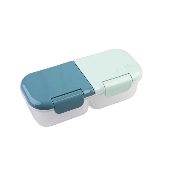 Melii Luxe 2 Compartment Snack Container - Blue & Mint