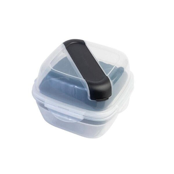 LocknLock To-Go 2 in 1 Salad Container - Black - 950ml