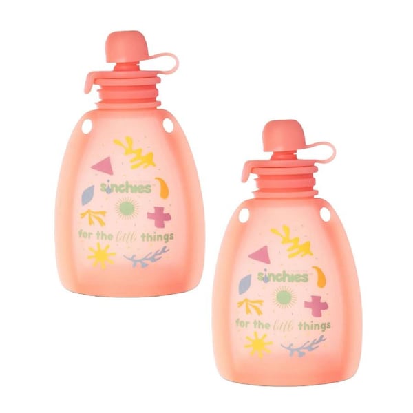 Sinchies Reusable Silicone Squeeze Pouch - 2 Pack - Pink Pastel Pop