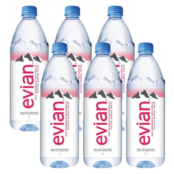 Evian 1L Natural Mineral Water 6 Pack