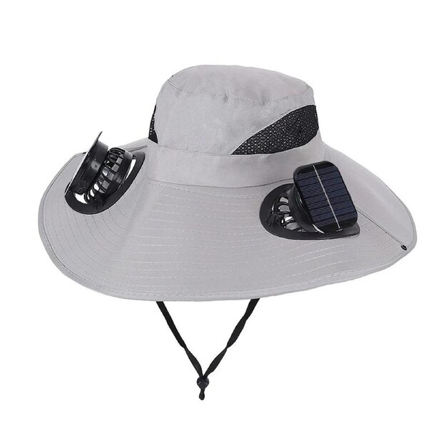 Outdoor Wide Brim Sun Hat With 2 Solar Fans USB charging, solar 3-speed Wind