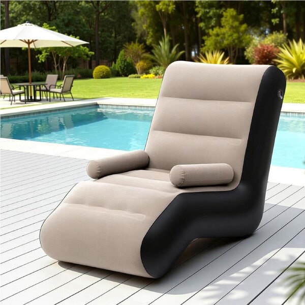 Inflatable Chair Sun Lounger Blow Up Folding Air Chairs Sofa for Camping with Pump