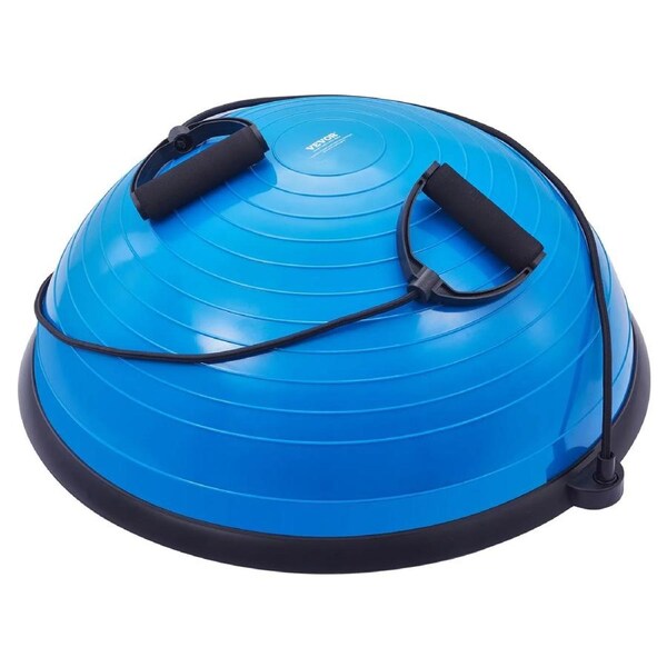 Half Exercise Ball Trainer, 23 inch Balance Ball Trainer, 660lbs Capacity Stability Ball, Yoga Ball with Resistance Bands & Foot Pump, Strength Fitness Ball for Home Gym, Full Body Workout, Blue
