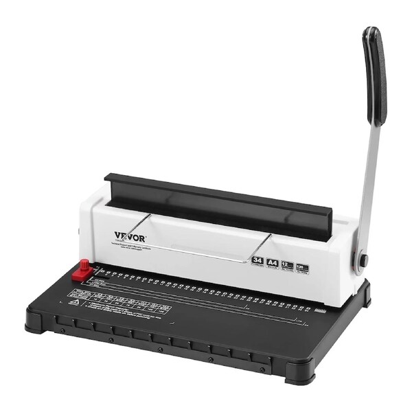 Coil Spiral Binding Machine, Manual Book Maker 34-Holes Binding 120 Sheets, Punch Binder Adjustable 3/16 - 9/16 Coil Binding Spines, for Letter Size, A4, A5