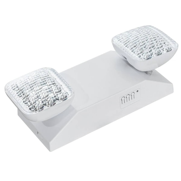 24 Pack Commercial Emergency Light, 3W, White LED Emergency Exit Lighting Fixtures with 180 Minutes Backup Battery Adjustable 2 LED Square Head, Ceiling or Wall Mount for Business Power Outages