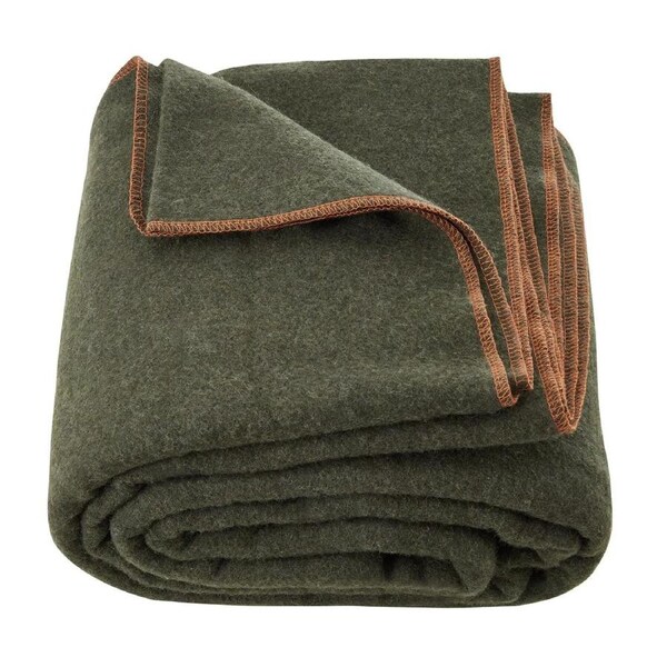 Wool Camping Blanket, Large Warm Stadium Blanket, Waterproof & Windproof, Flame Retardant, Great for Outdoors, Picnics, Hiking, Sports Events, Travel, 1.62 m x 2.23 m (80% Wool), Army Green