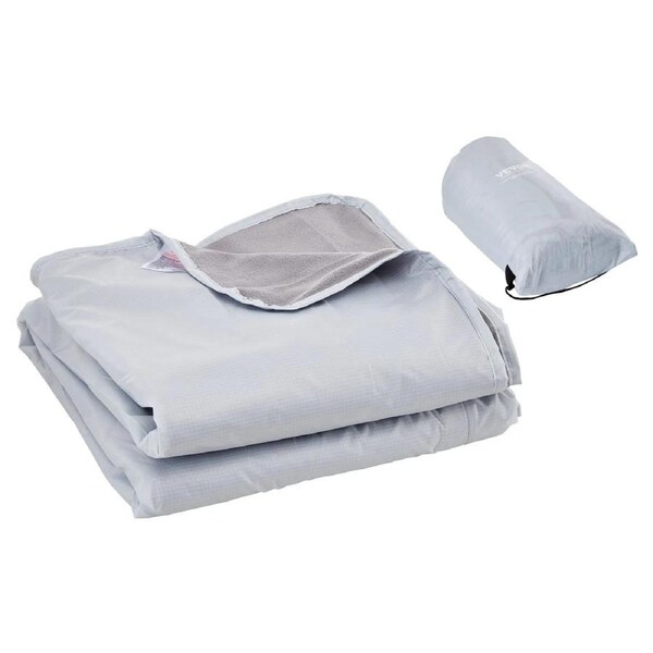 Camping Blanket, Warm Wearable Stadium Blanket, Waterproof & Windproof, Polyester Fleece, Flame Retardant, Great for Outdoors, Picnics, Hiking, Sports Events, Travel, 2 m x 1.5 m, Light Grey