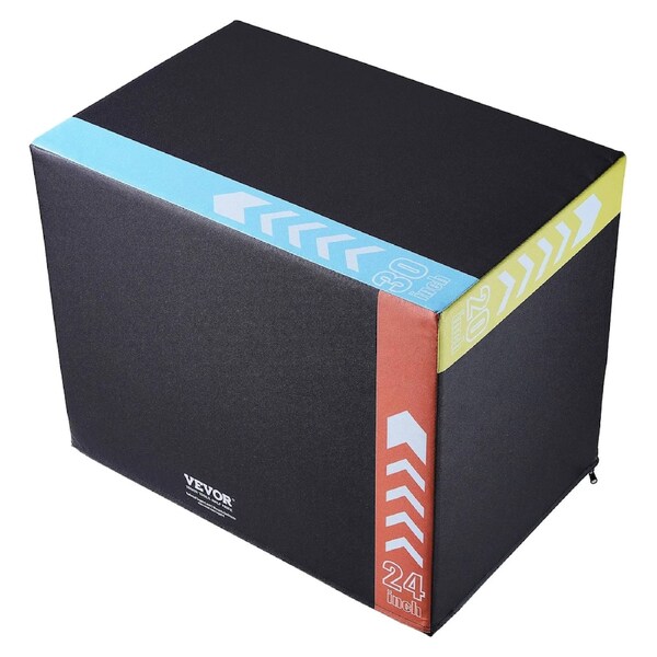 3 in 1 Plyometric Jump Box, 30/24/20 Inch Foam Plyo Box, Platform & Jumping Agility Box, Anti-Slip Fitness Exercise Step Up Box for Home Gym Training, Conditioning Strength Training, Black