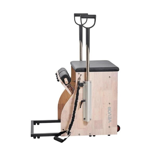 Pilates Chair, Split-Pedal Stability Combo Chairs with Handles, Rubber Wood Frame Yoga Fitness Trainer, Exercise Reformer, Pilates Resistance-Workout Equipment, for Home Gym Studio Workout