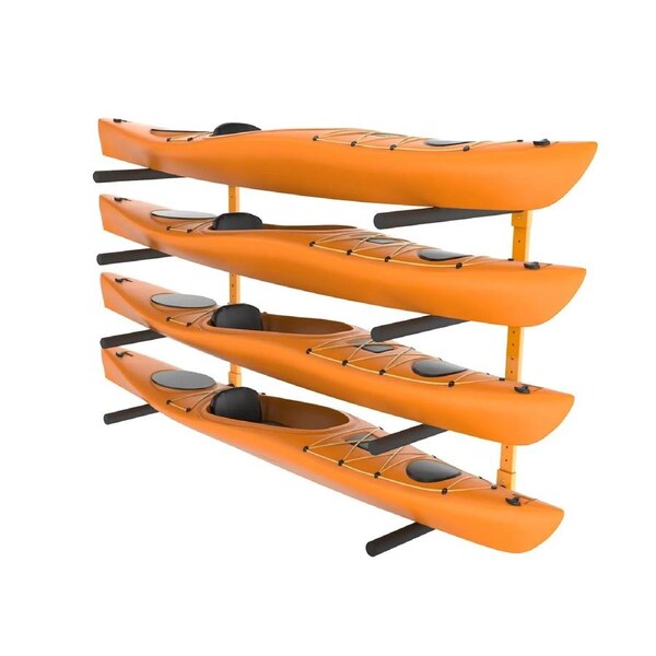 Wall Kayak Storage Rack, 4-Capacity Wall Mounted Kayak Holders for Kayak Canoe Paddle Board, Kayak Storage Hooks with Adjustable Padded Arms, 181.6 KG Load Kayak Hanger for Indoor Outdoor Garage
