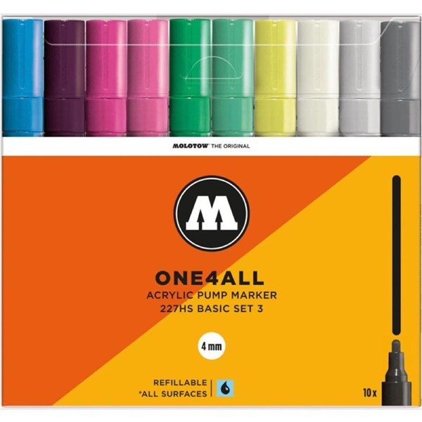 10pc Molotow One4All Basic Art/Craft Drawing Pen Markers 4mm Multicolour