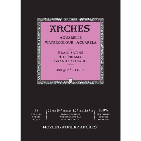 Arches Hot Press Watercolour Art/Craft Painting Paper Pad 300g A4