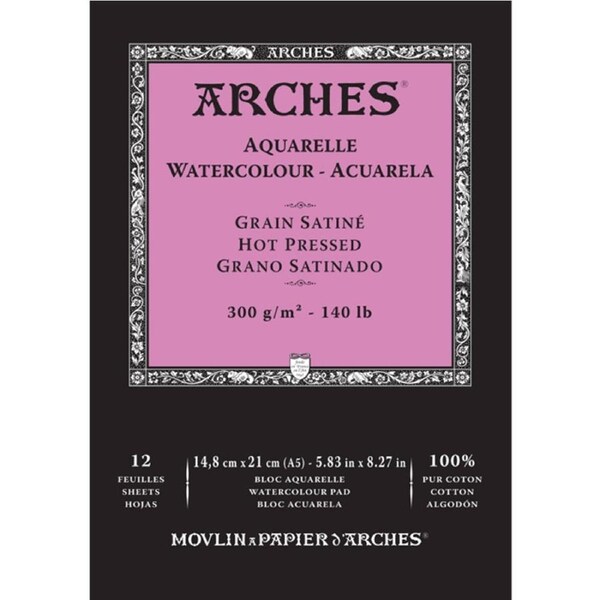 Arches Hot Press Watercolour Art/Craft Painting Paper Pad 300g A5