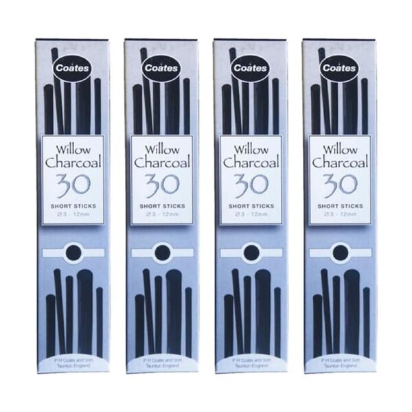 4x 30pc Coates Willow Art & Craft Artist/Student Drawing Charcoal 3-12mm