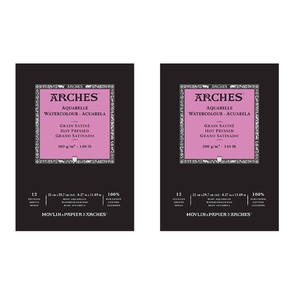 2PK Arches Hot Press Watercolour Art/Craft Painting Paper Pad 300g A4