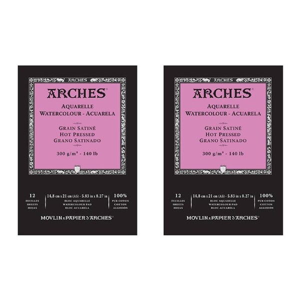 2PK Arches Hot Press Watercolour Art/Craft Painting Paper Pad 300g A5