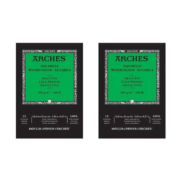 2PK Arches Cold Press Watercolour Art/Craft Painting Paper Pad 300g A5