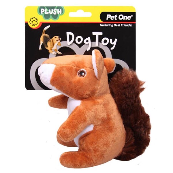 Pet One Plush Squeaky Dog Toy Squirrel 15cm - Small Dog Toy