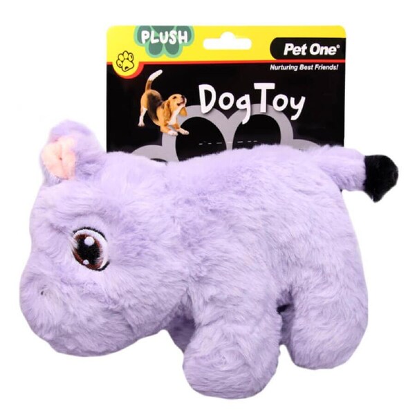 Pet One Plush Squeaky Dog Toy Hippo 20cm - Soft Dog Toy