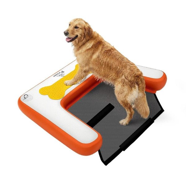 Inflatable Dog Pool Ramp Float Pet Puppy Plank Floating Platform Boat Dock Ladder Steps Stairs Swimming Beach Lake Sports Activity 30kg 120x110x15cm