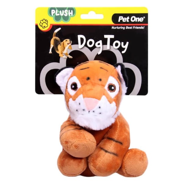 Pet One Plush Squeaky Dog Toy Tiger 15cm - Soft Plush Toy