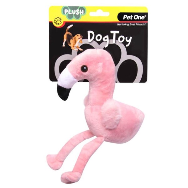 Pet One Plush Squeaky Dog Toy Flamingo 15cm - Soft Toy